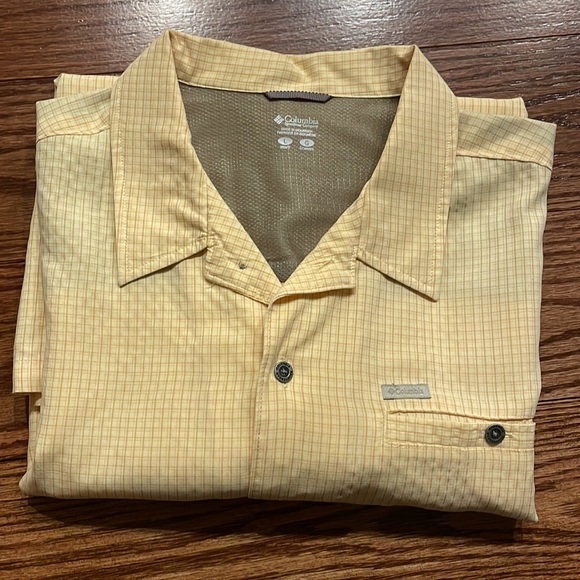 COLUMBIA SPORTWEAR men’s eco friendly cotton button down shirt yellow plaid L - Picture 2 of 14